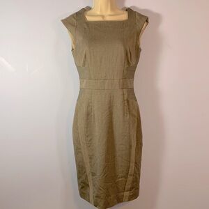 Antonio Melani size 2 brown menswear inspired knee length cap sleeve dress